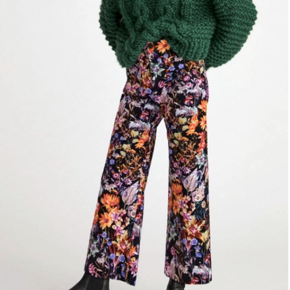 ANTHROPOLOGIE MAEVE COLETTE CROPPED WIDE-LEG CORDUROY TROUSERS 28